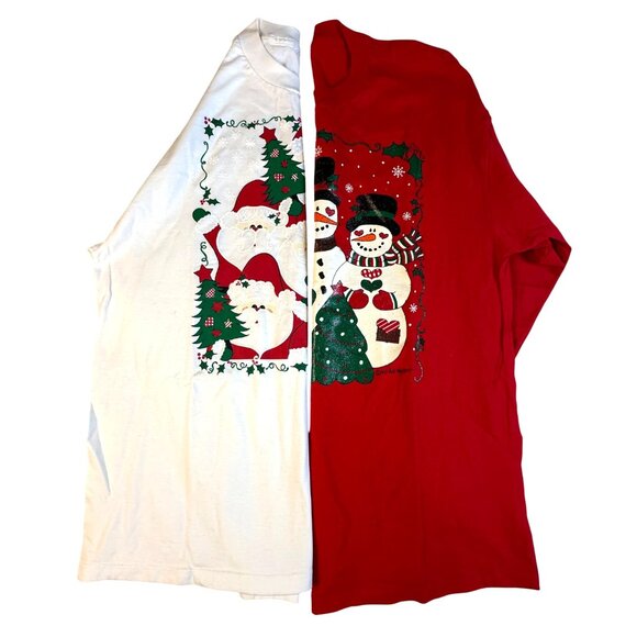 Two Vintage 1993 Vicki Melhart T-Shirt's 2X - XXL Christmas Graphic Y2K Grannyco - Picture 2 of 15